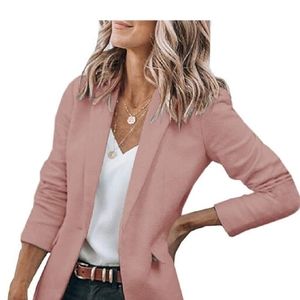 Cicy Bell Womens Casual Blazers Open Front Long Sleeve Blazer - Nude Pink